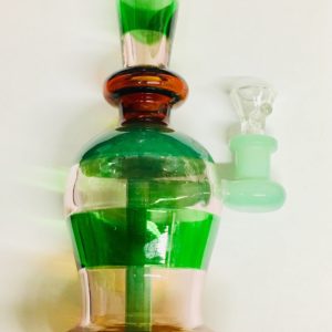$70 Green and Orange Striped Bong