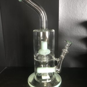 10" Green Double Perc Water Pipe 14mm