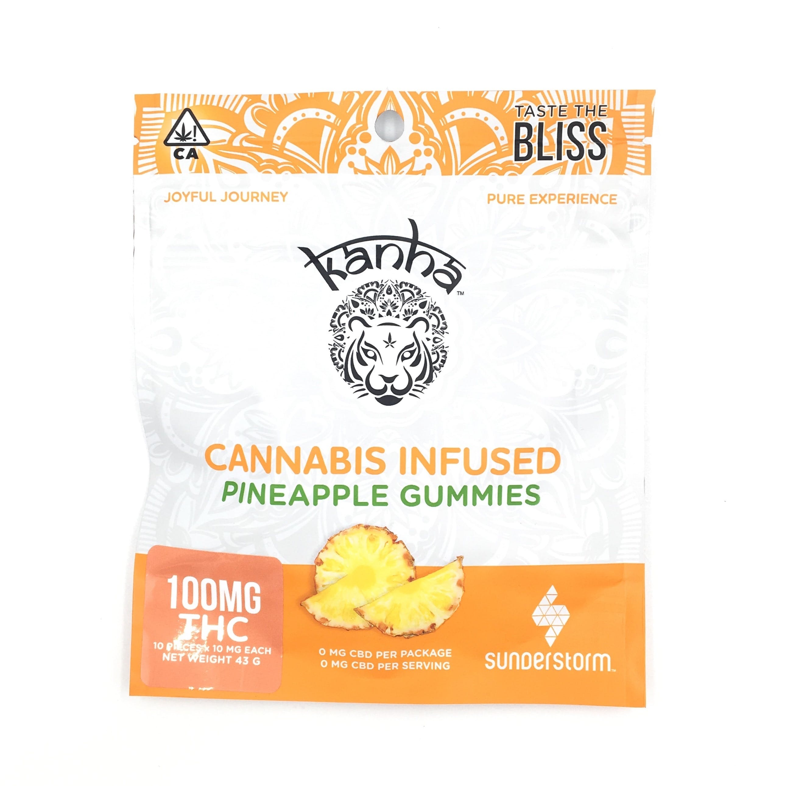 100mgTHC Pineapple Gummies - Kanha Treats