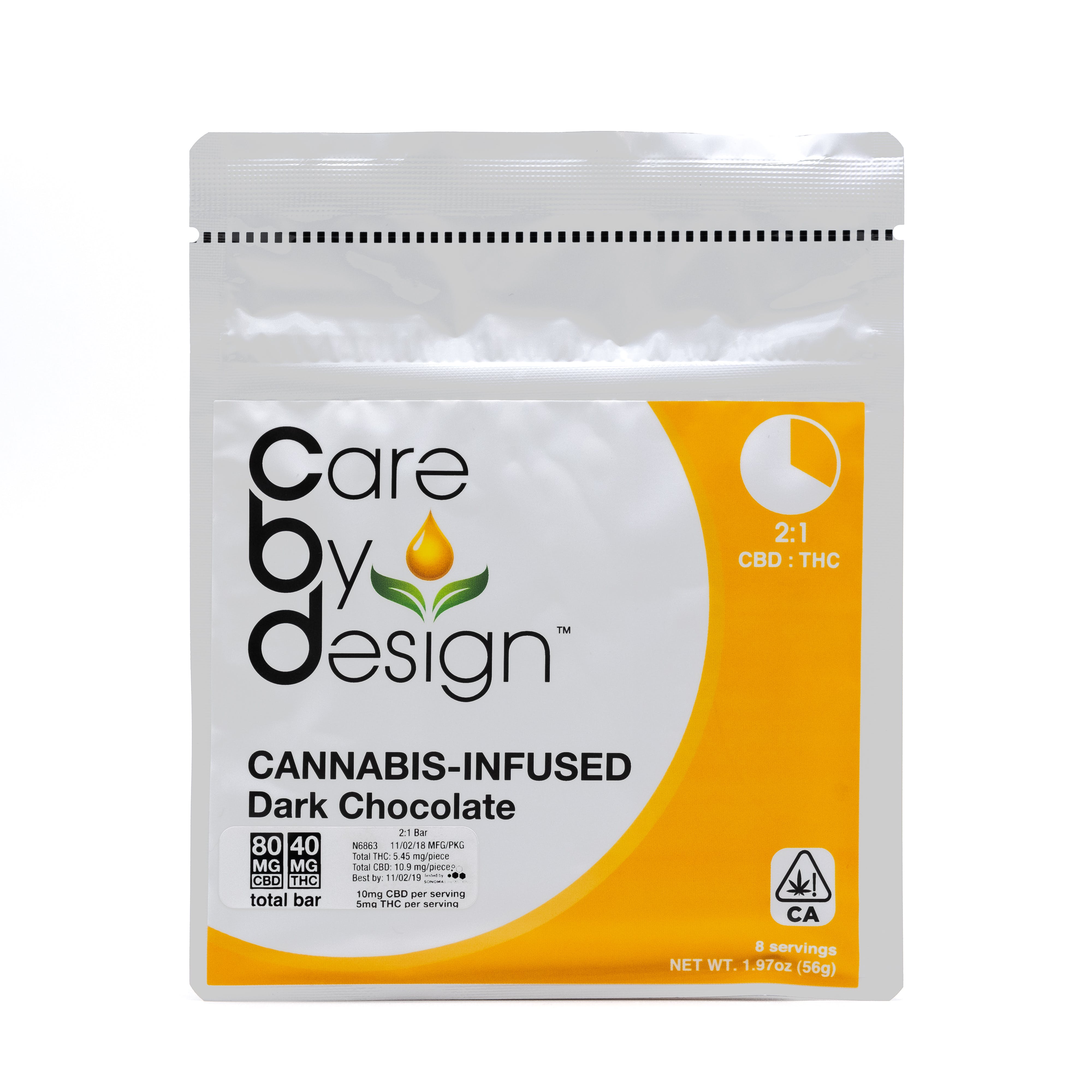 2:1 CBD-Rich Dark Chocolate (80mg) - Care By Design