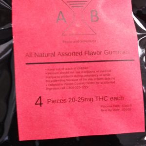 All Natural Assorted Flavor Gummies | 4 pieces 20-25mg THC each