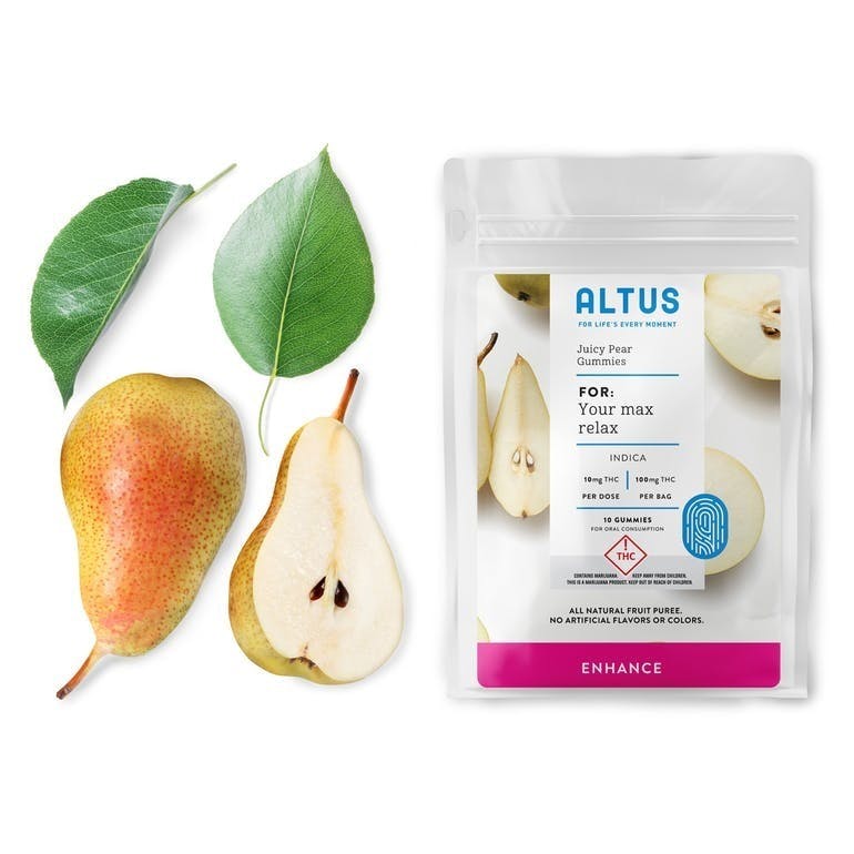 Altus Enhance Juicy Pear Indica Gummies 100mg