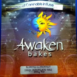 Awaken Bakes- Almond and Coconut Dark Chocolate Bar *300Mg -Hybrid