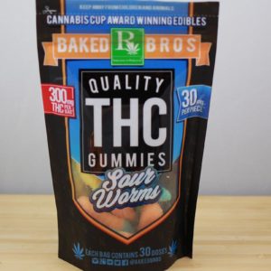 Baked Bros: 10PK THC Indica Sour Worms 150MG