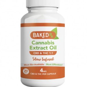 Baked Rx CBD/THC Slow Infused Capsules (1:1)