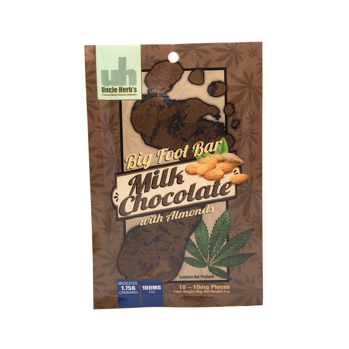 Bigfoot Bar - 100mg Milk Chocolate Almonds