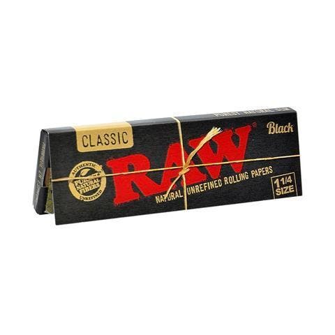 Black Classic 1 1/4" Rolling Papers by RAW