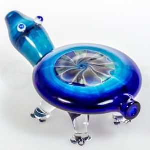 Blue Glass Turtle Hand Pipe 5.5"