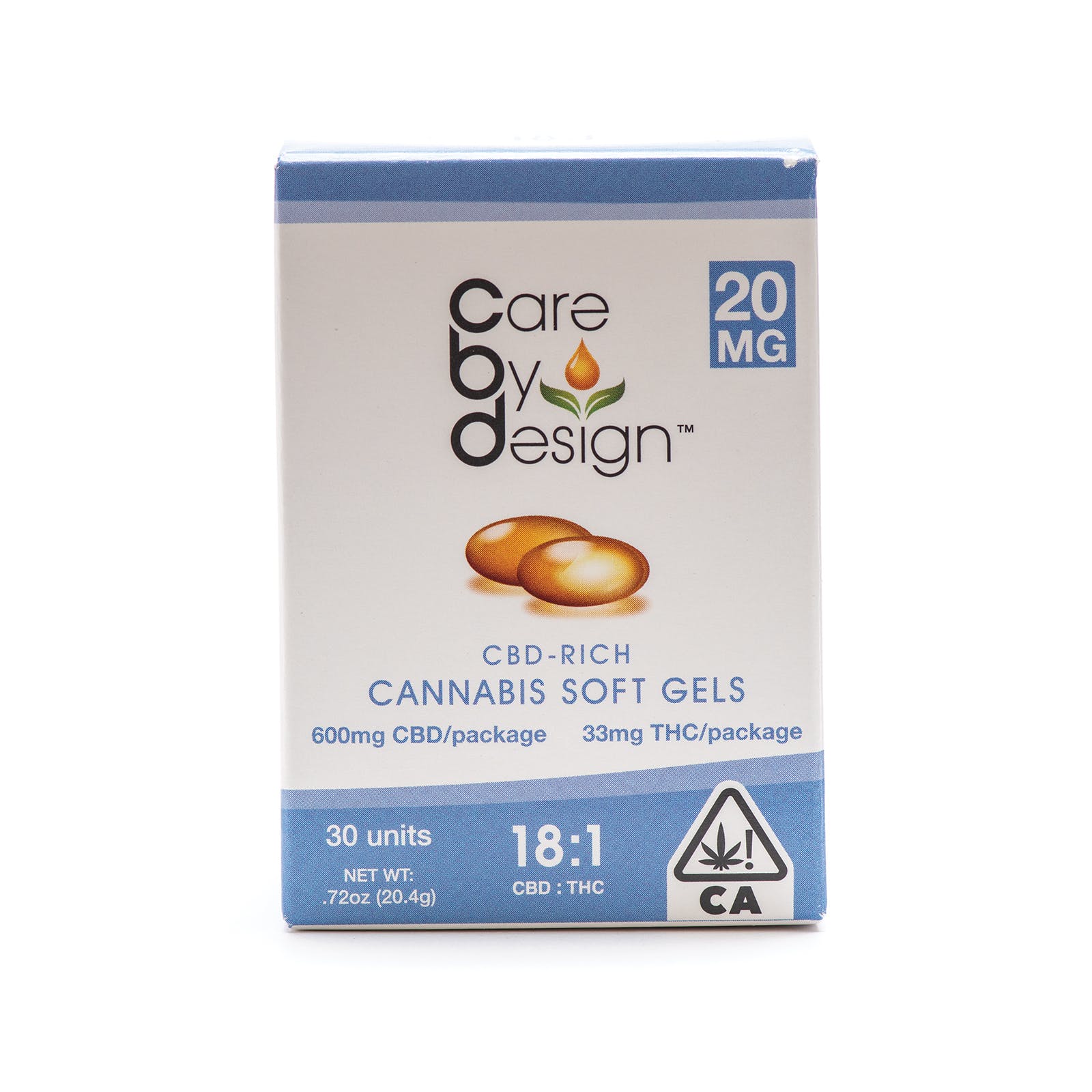 Care By Design- Soft Gel Caps 18:1 THC/CBD 30 pack