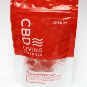 CBD Cherry Lozenges: 100MG CBD, 4 Pack (CBD LIVING)