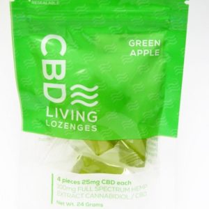 CBD Green Apple Lozenges: 100mg CBD, 4 Pack (CBD LIVING)