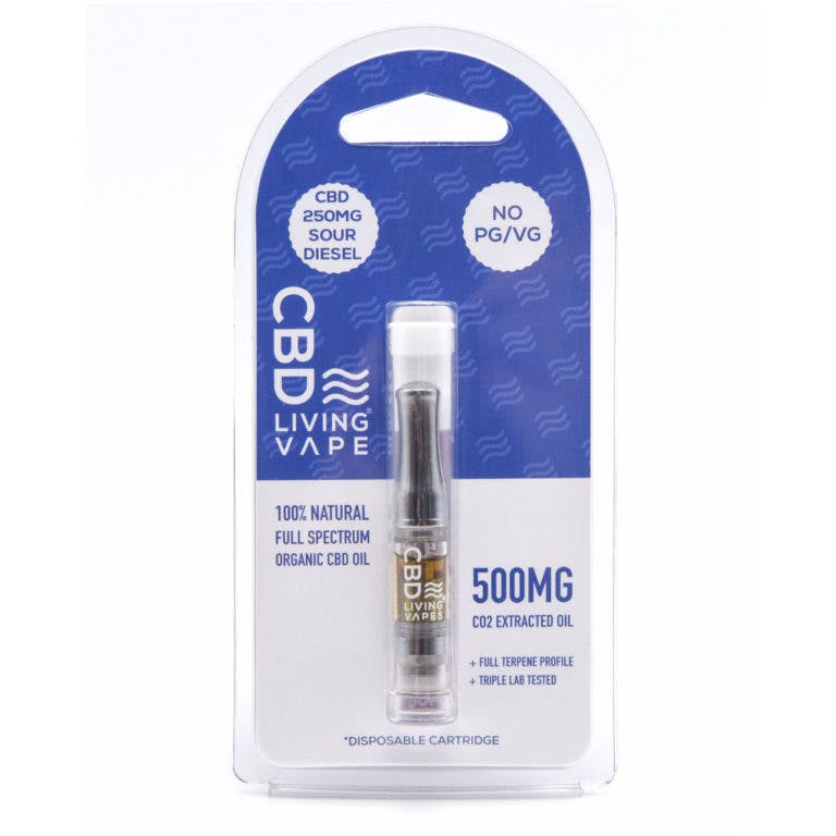 CBD Living Vape Cartridge 1/2 Gram 500 Mg CBD Sour Diesel