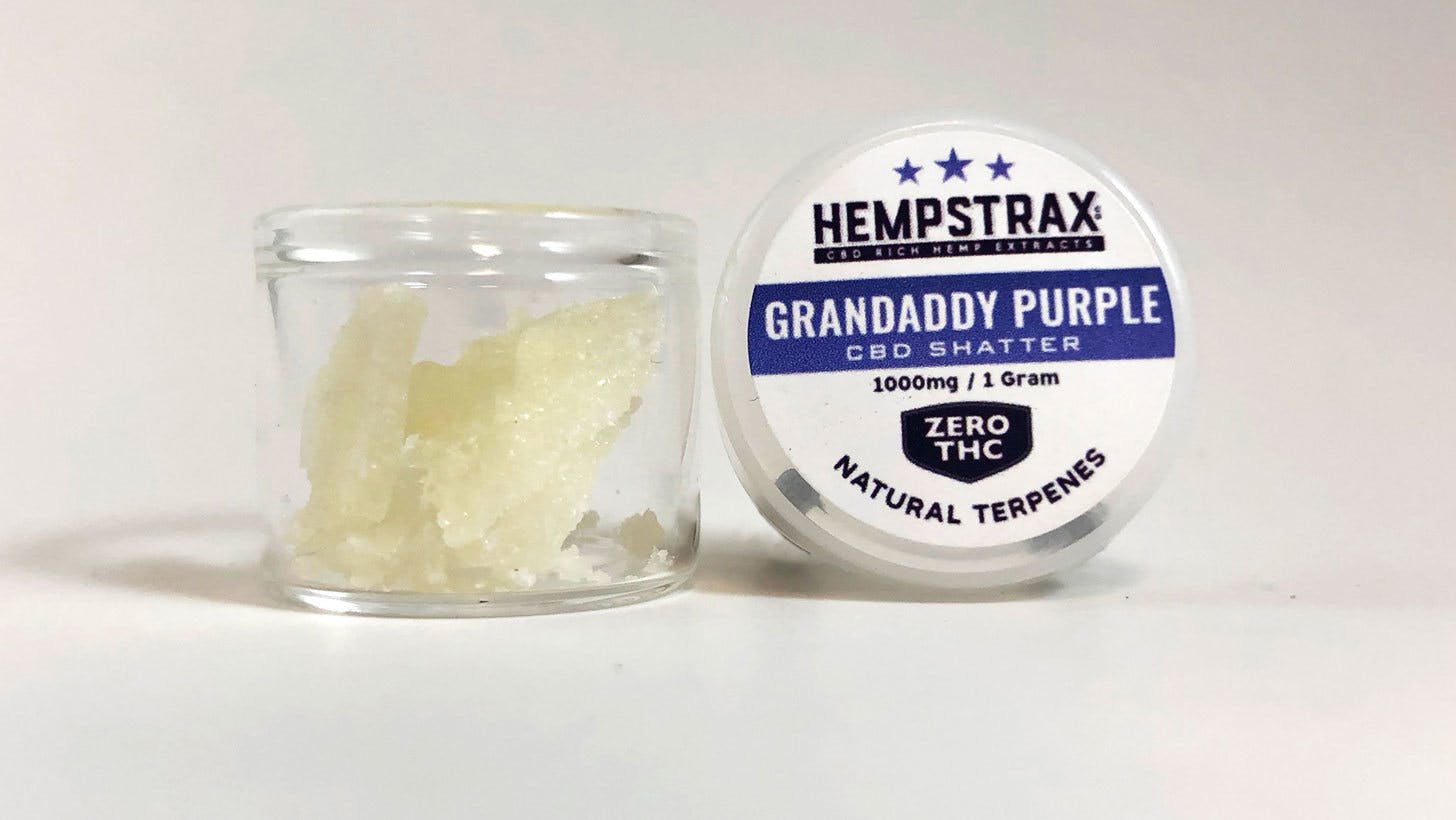 wax-cbd-shatter-grandaddy-purple-hempstrax