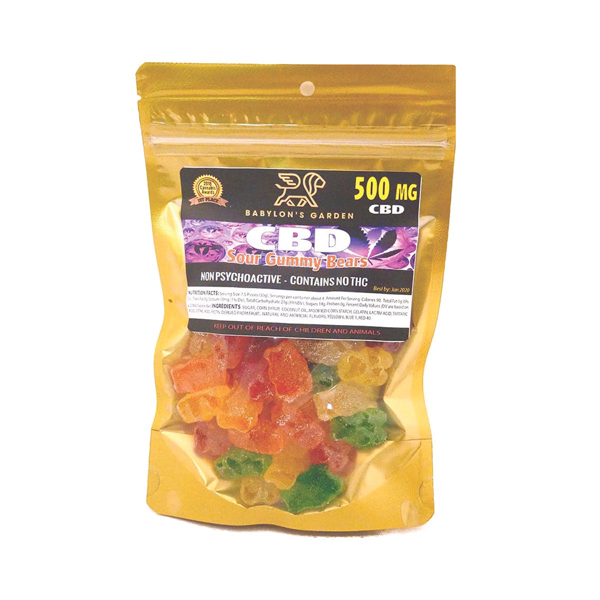 CBD Sour Gummy Bears - 500mg
