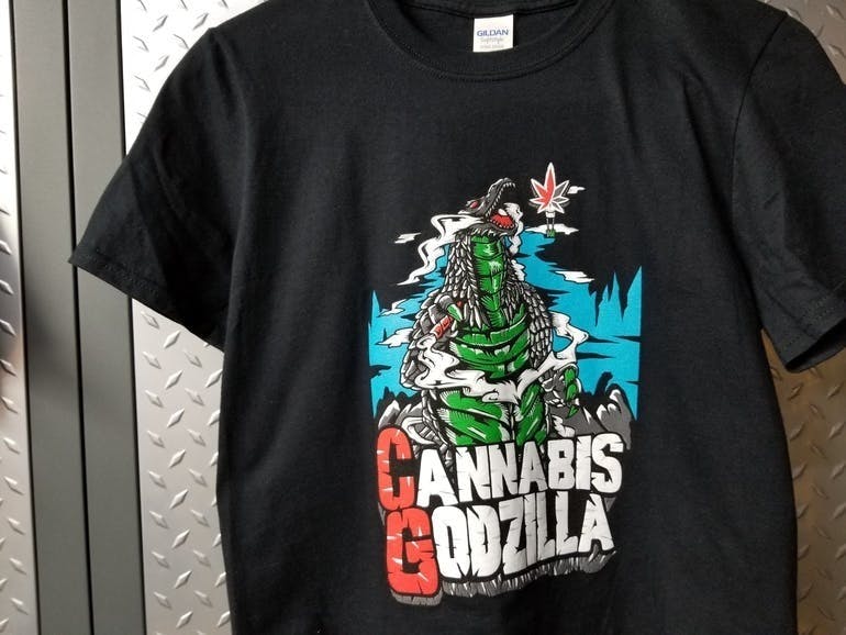 marijuana-dispensaries-cg-corrigan-in-santa-fe-cg-cannabis-godzilla-shirt