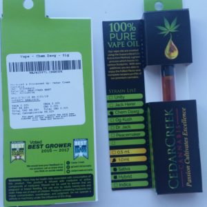 Chem Dawg Cartridges by Cedar Creek Cannabis