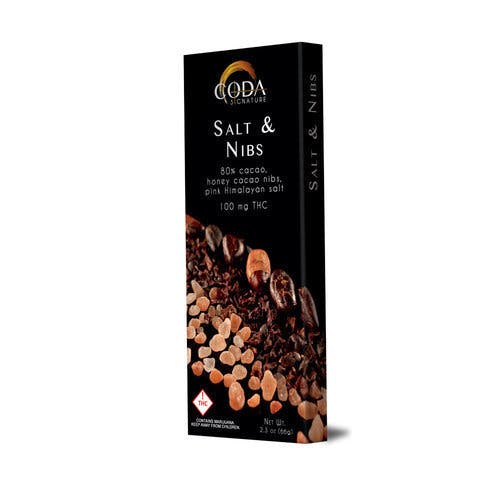Coda Salt & Nibs Dark Chocolate Bar 100mg