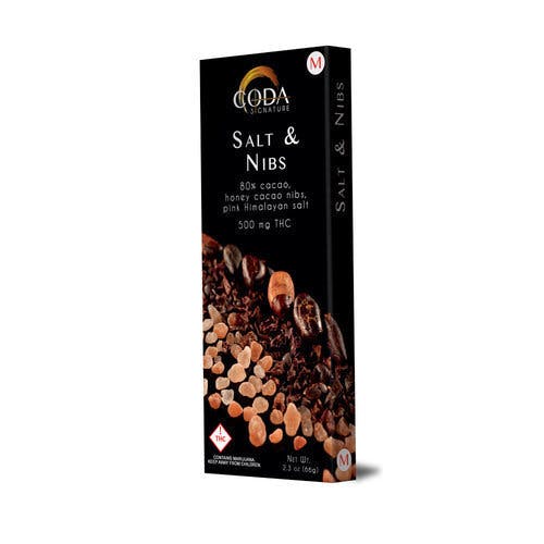 CODA SALT & NIBS Dark Chocolate Bar 500mg THC