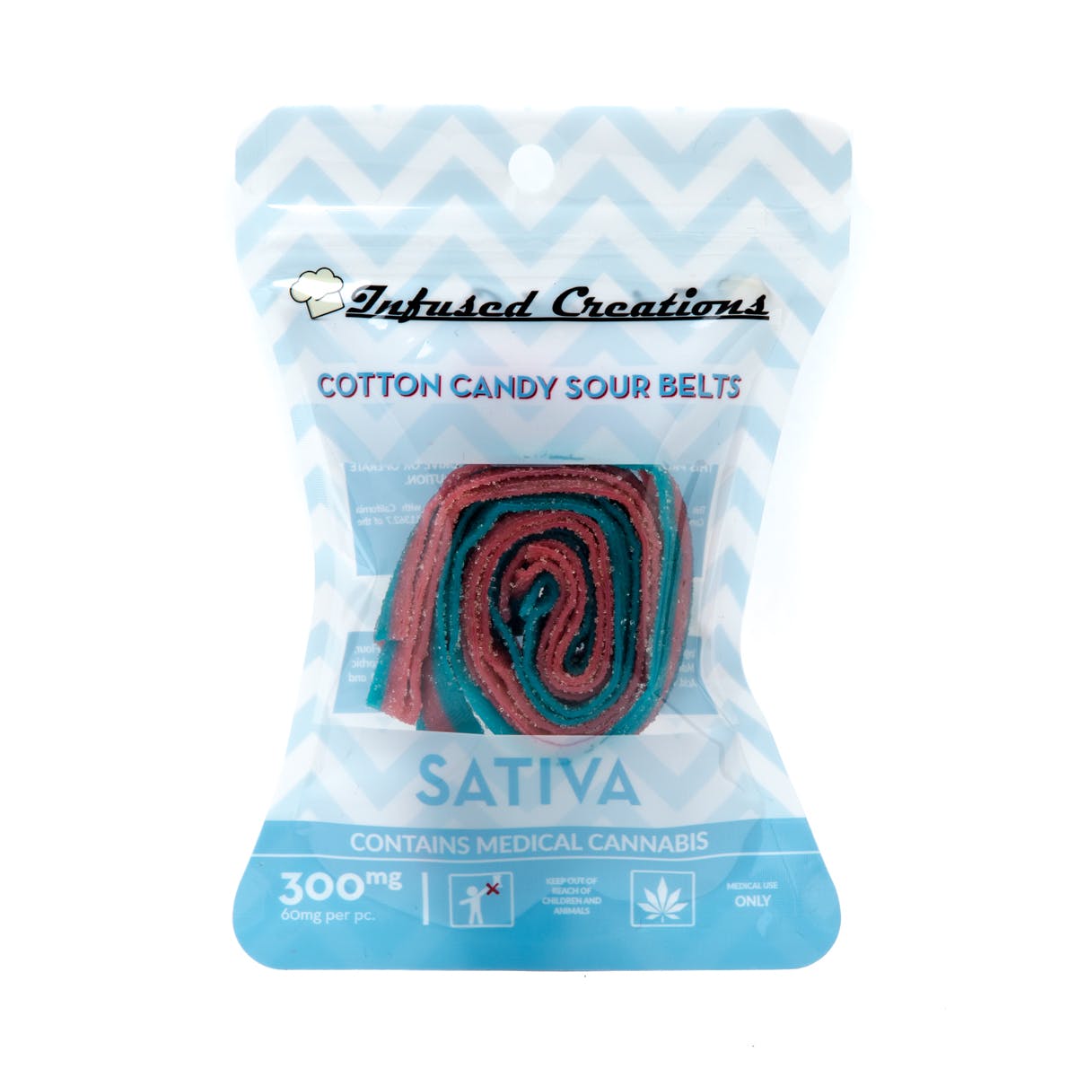 Cotton Candy Sour Belts Sativa, 300mg