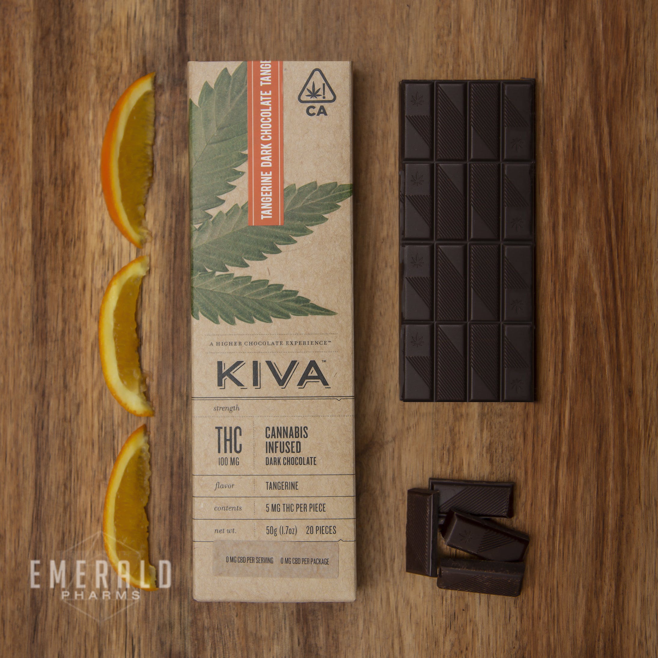 Dark Chocolate Bar with Tangerine by Kiva