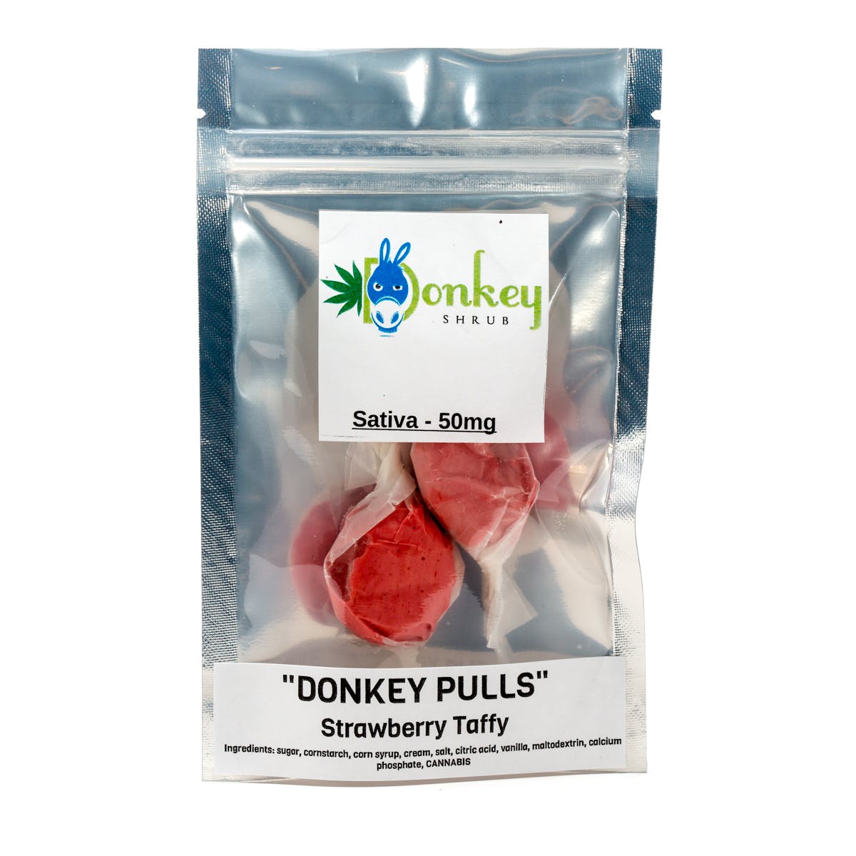 Donkey Pulls Strawberry Taffy - Sativa 50mg