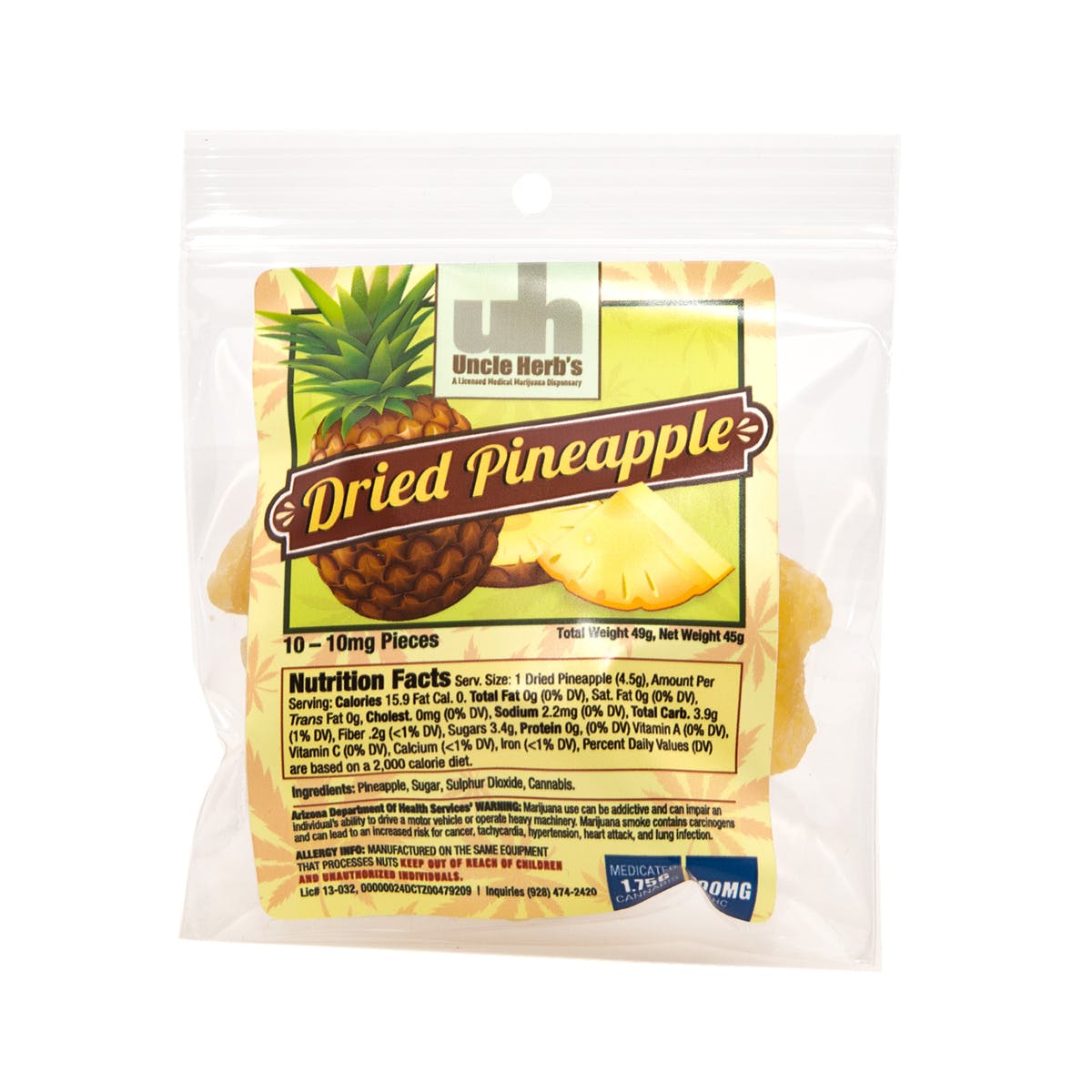 Dried Pineapples 100mg