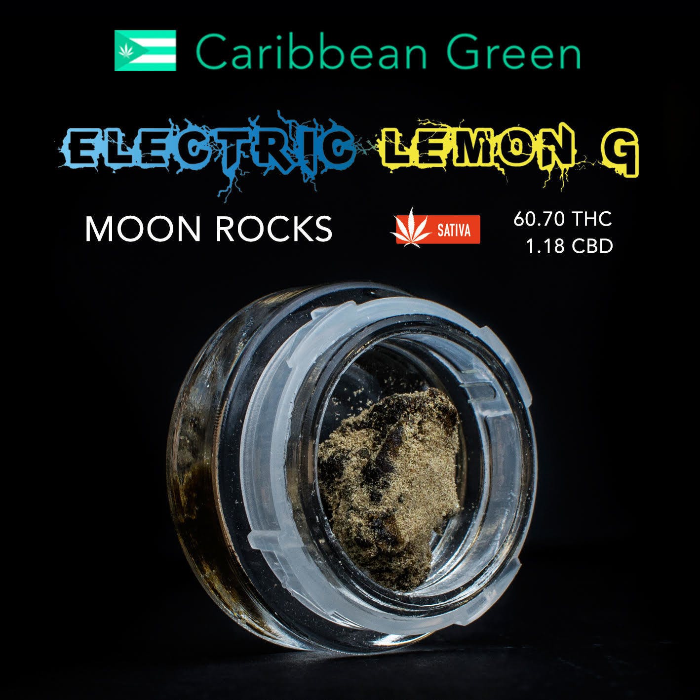 Electric Lemon G Moon Rocks - 60.70% THC, 1.18% CBD