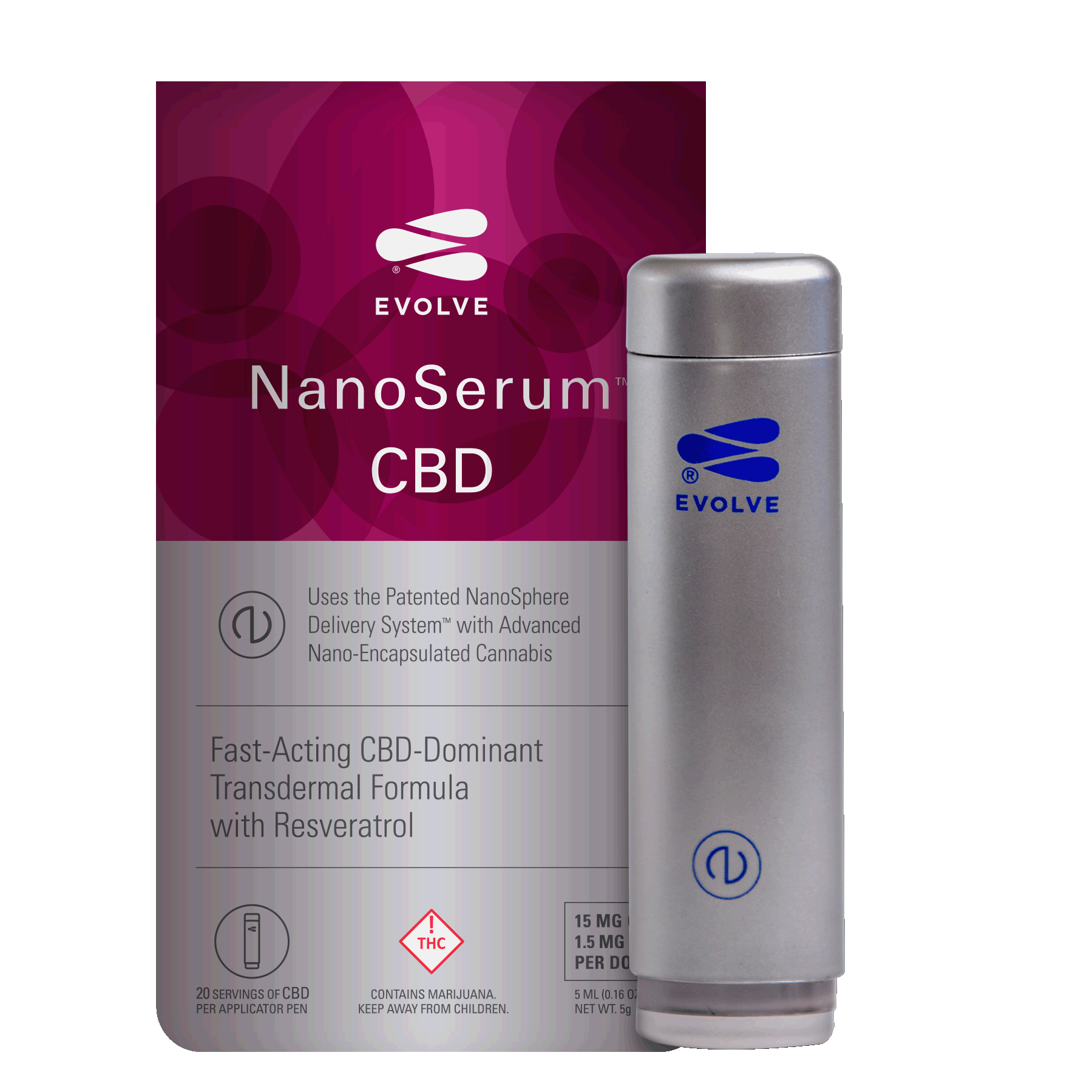 Evolve NanoSerum™ CBD 5mL (300mg CBD, 30mg THC)