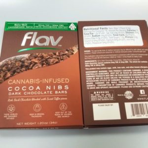 Flav 50/50 CBD Chocolate bar 100mg - Dark Chocolate Cocoa Nibs