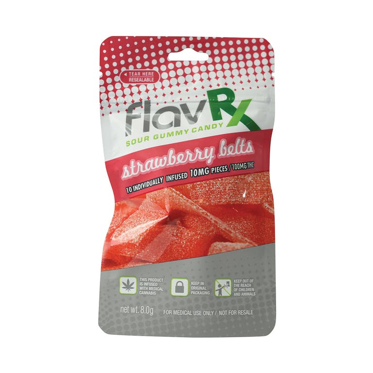 Flav Gummy Strawberry Belts 100mg