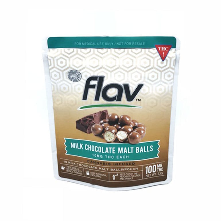 Flavrx Pouches: 100mg Milk Chocolate Malt Balls
