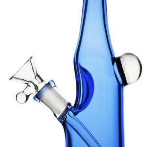 Glass Blue Saki Bottle w/ Marble
