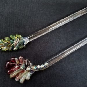 Glass Dab Stick With Leaf Top