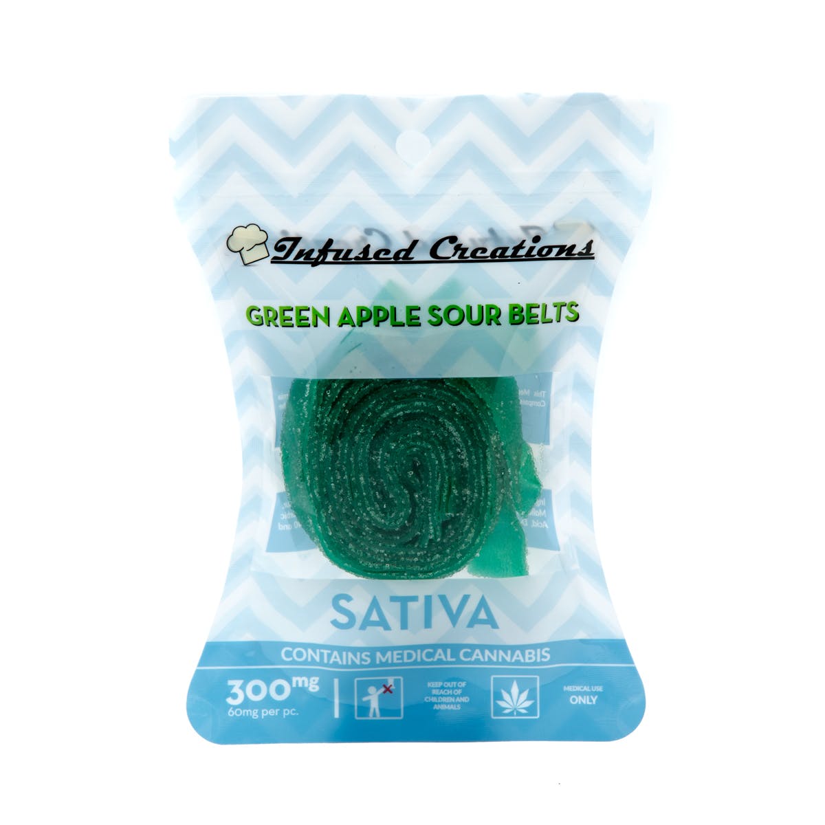 Green Apple Sour Belts Sativa, 300mg