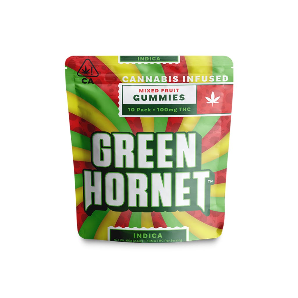Green Hornet Gummies Mixed Fruit Indica 100 mg THC