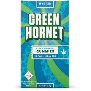 Green Hornet Hybrid Blue Raspberry Gummies 100mg