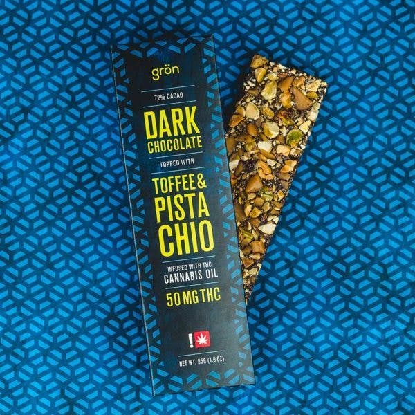 GRON THC Pistachio Toffee Dark Chocolate Bar #9806