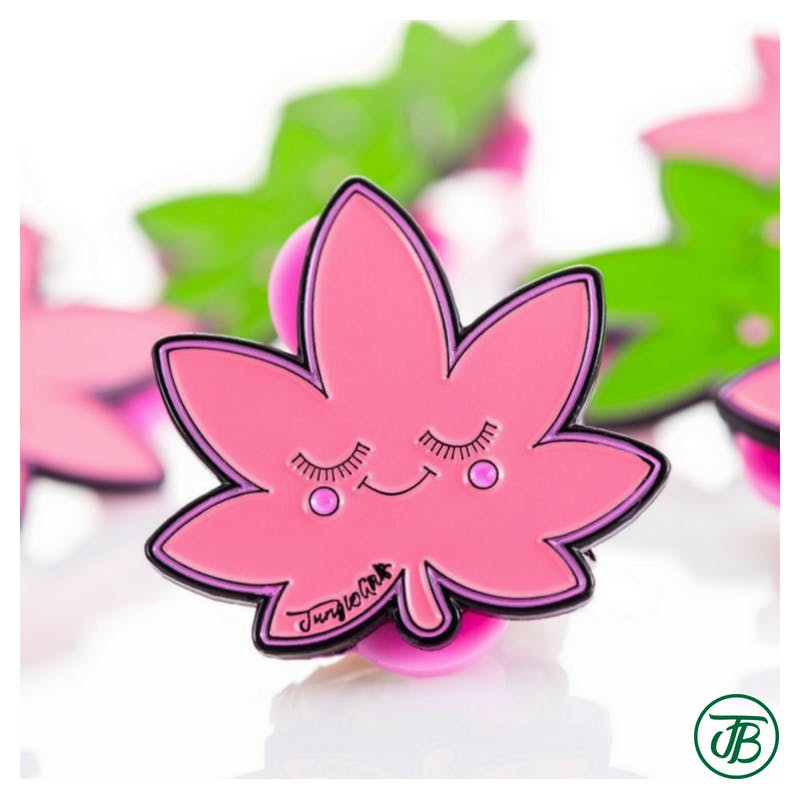 Happy Leaf Pin (Pink) (Medicinal/Recreational)