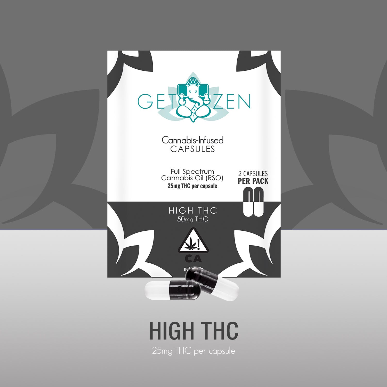 High THC 25mg Capsules - 2 pack