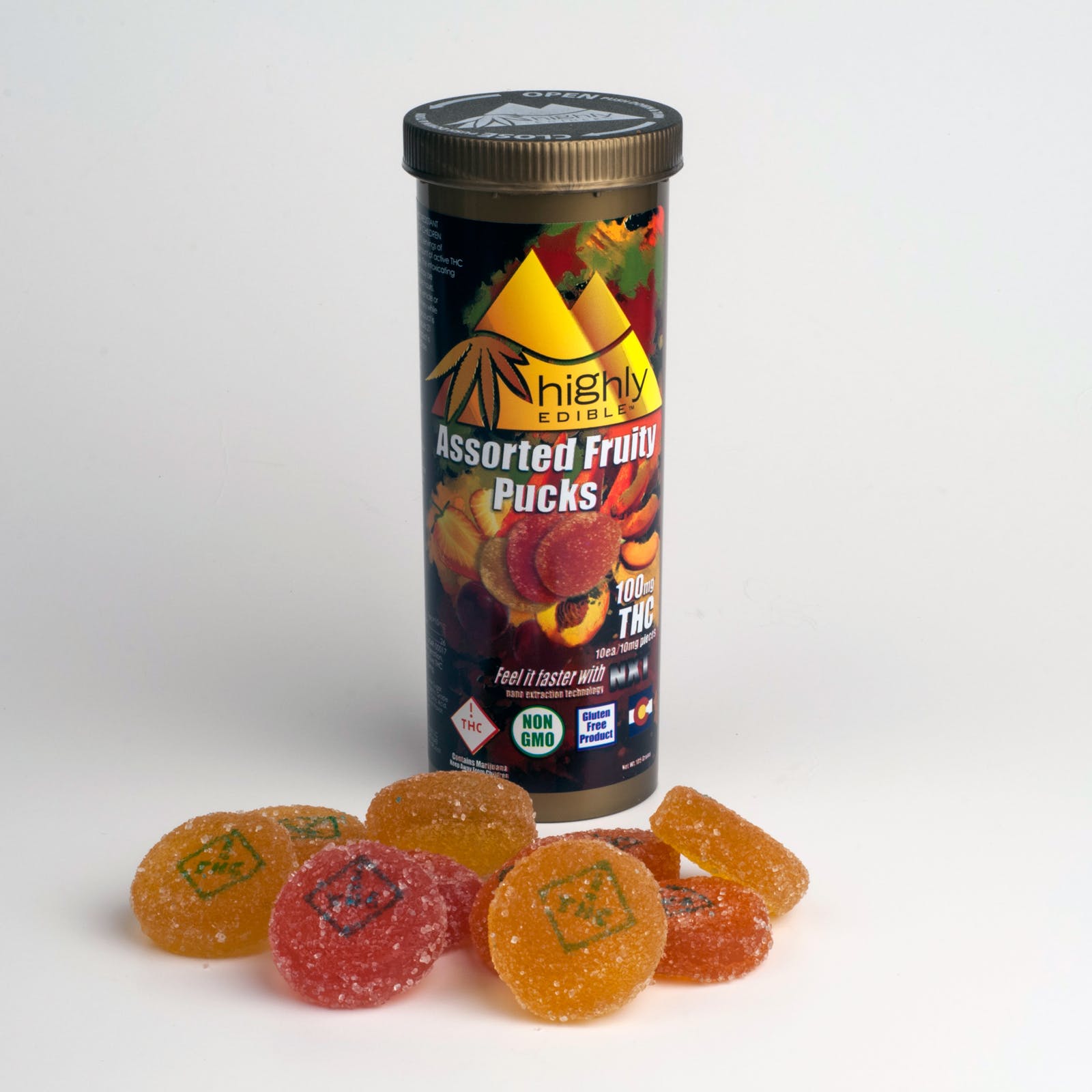 Highly Edible Gummies 250mg- Assorted Fruit Pucks (Tax Included)