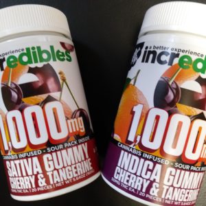 Incredibles 1000mg Cherry & Tangerine Gummy-Sativa or Indica