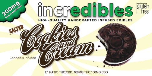 Incredibles Cookies and Cream 1:1 CBD/THC 200mg