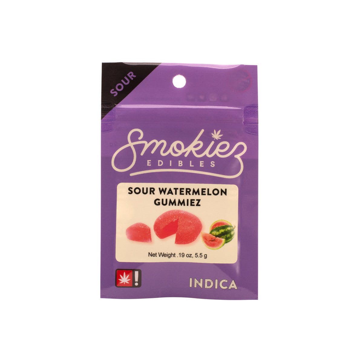Indica Sour Watermelon Gummiez, 50mg, 10 Srv.