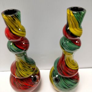 Jamaican Colored 12" Fancy Taper Soft Glass Pipe