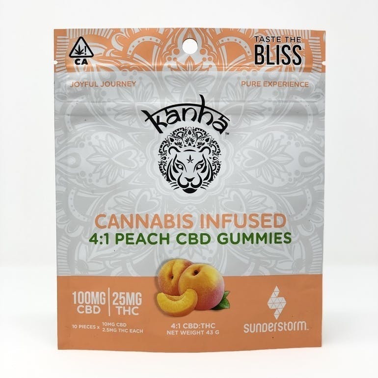 Kanha Treats Peach Gummies CBD 4:1