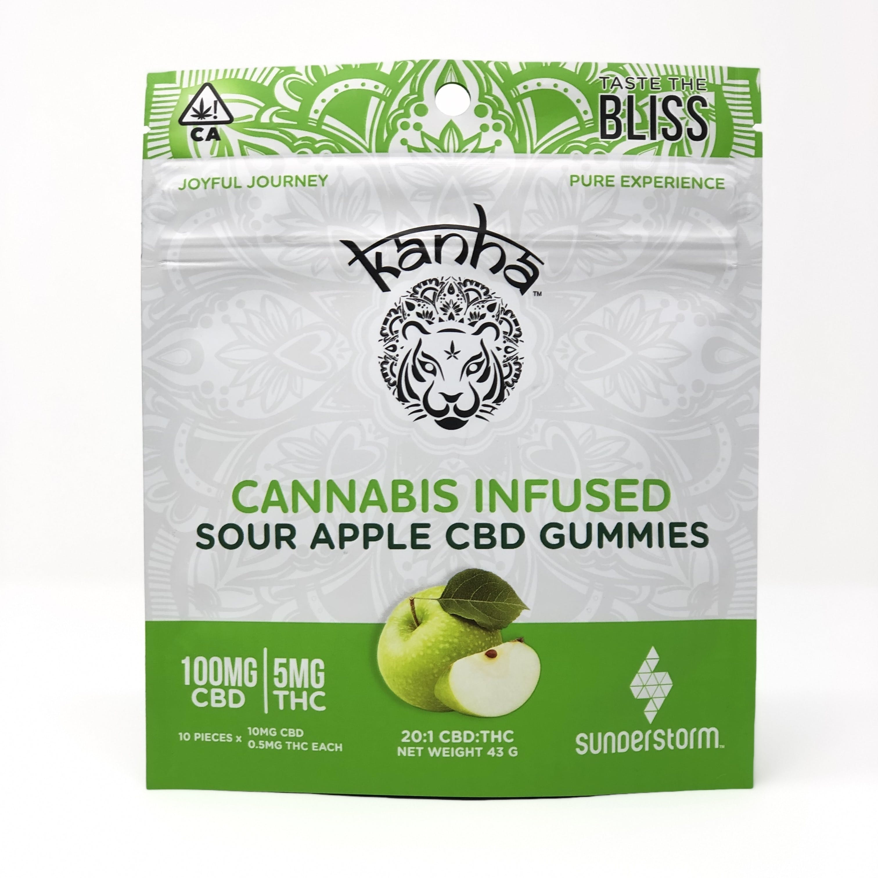 Kanha Treats Sour Apple Gummies CBD 20:1