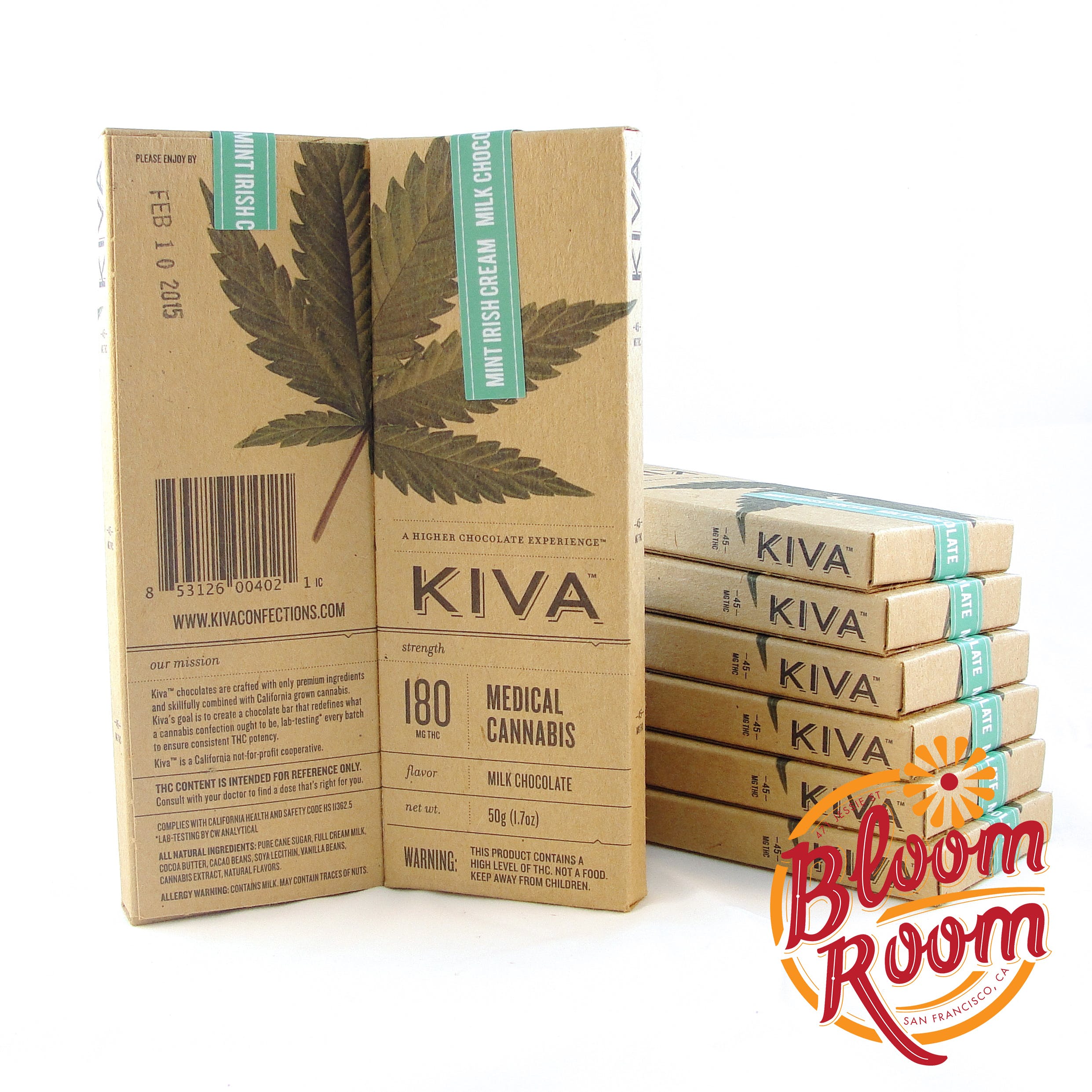 Kiva - 100mg THC - Mint Irish Cream Milk Chocolate Bar