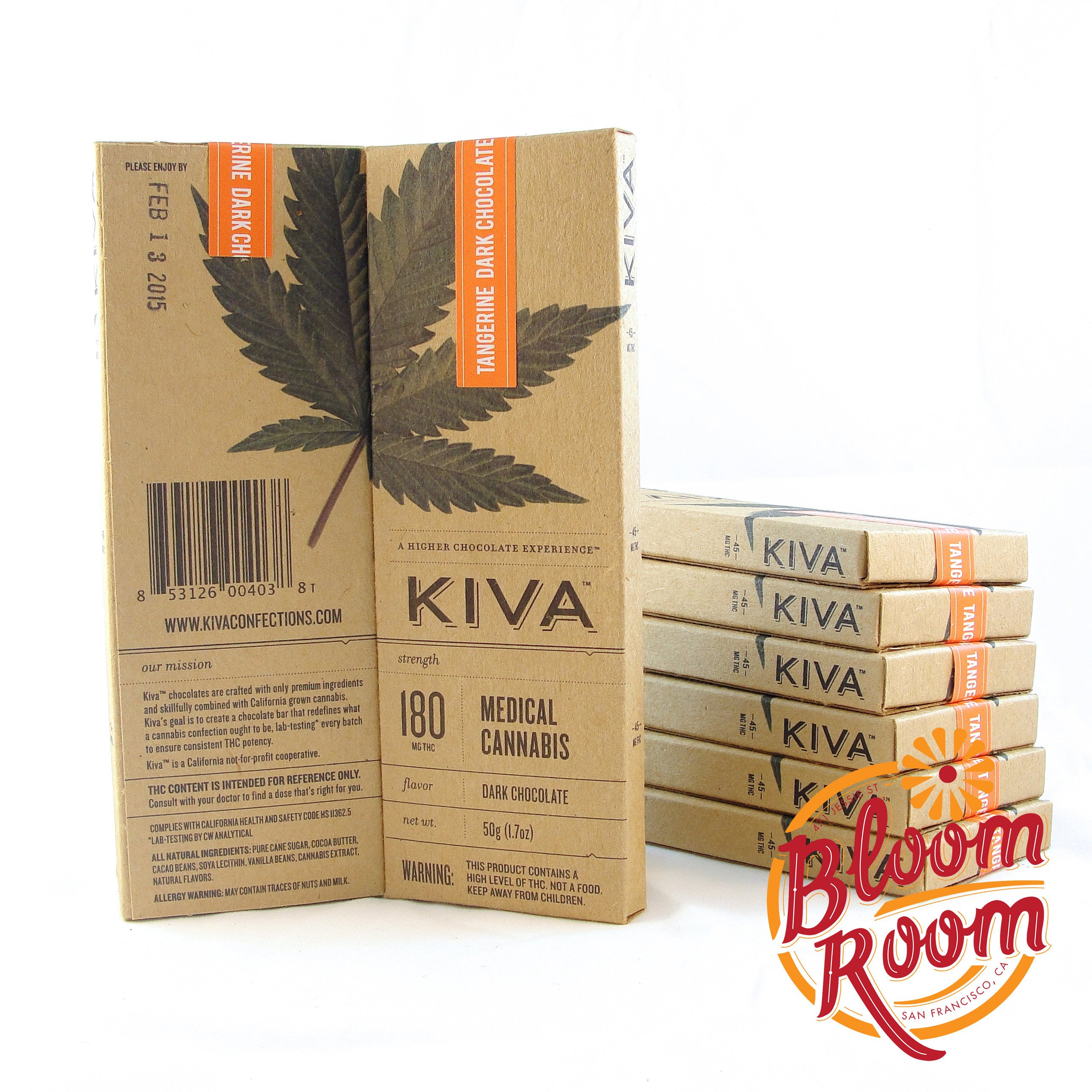 Kiva - 100mg THC - Tangerine Dark Chocolate Bar