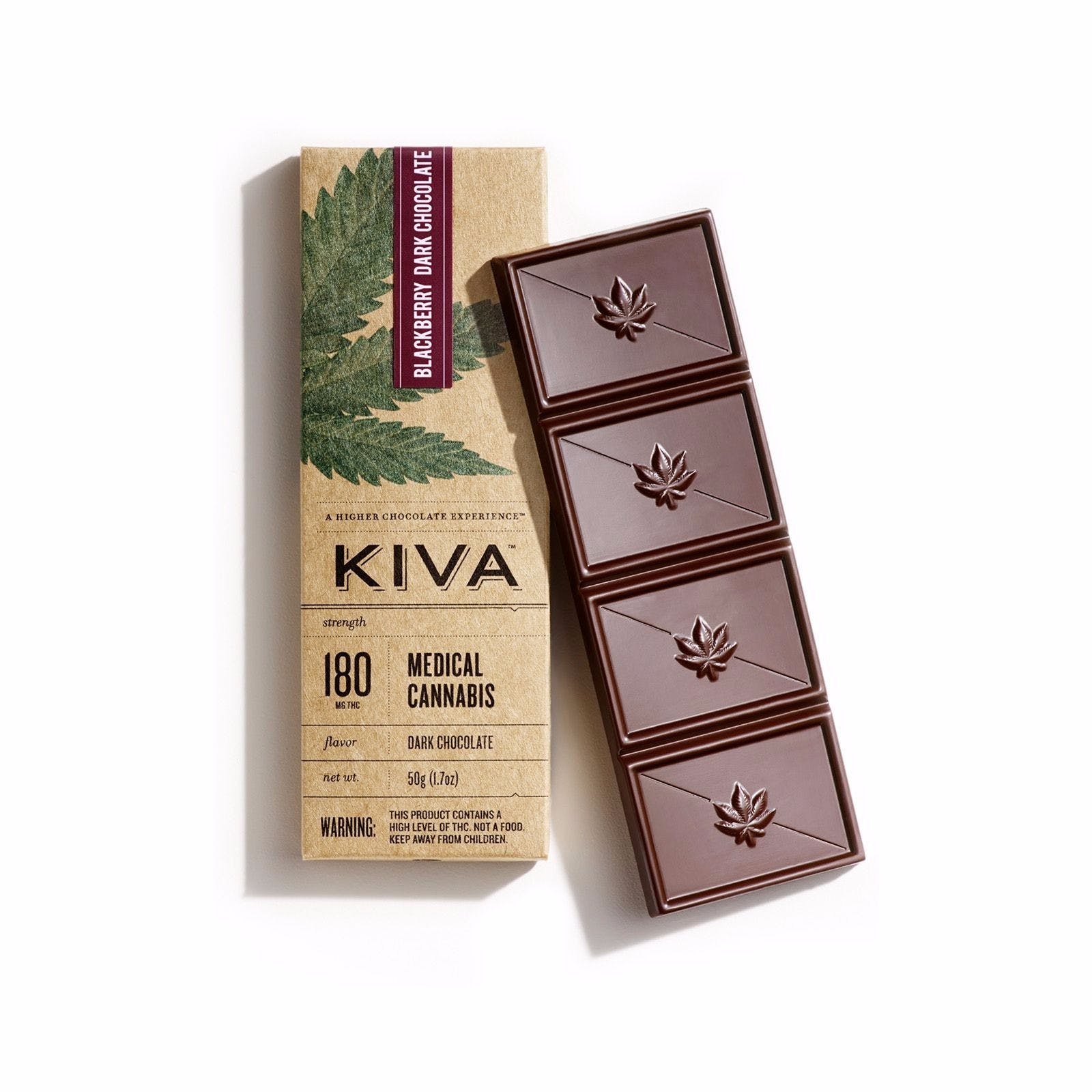 Kiva Confections | Blackberry Dark Chocolate Bar 180mg