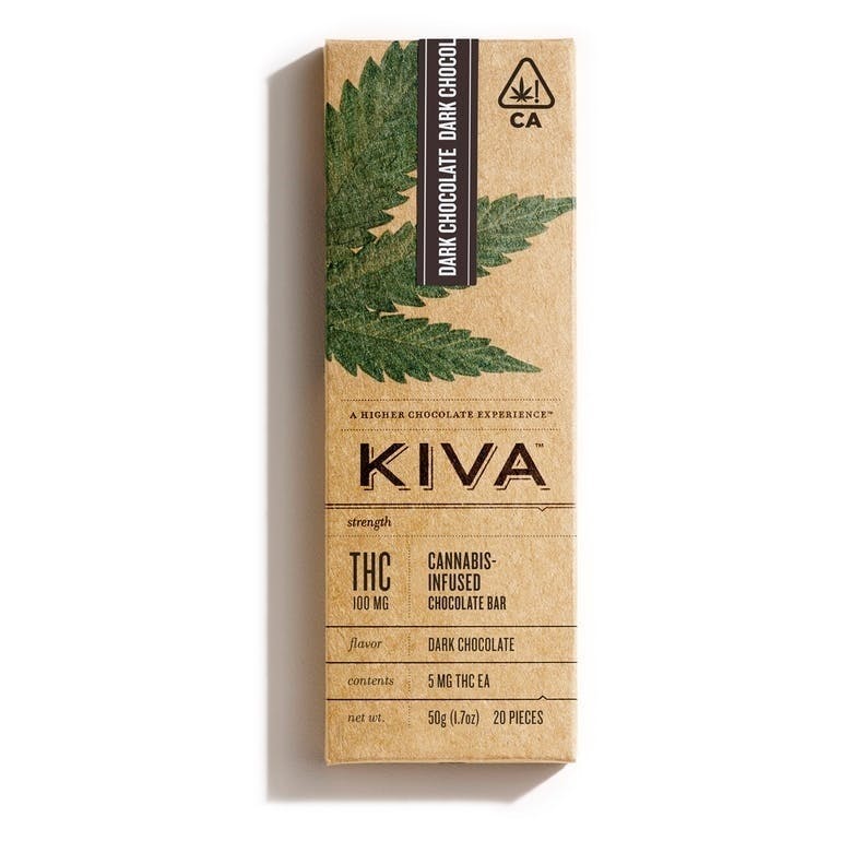 Kiva Confections- Dark Chocolate Bar (100mg)